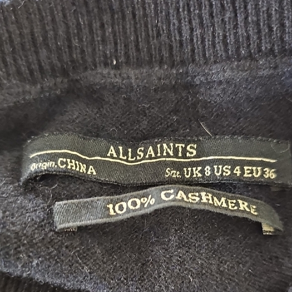 All Saints Black short Sleeve 100% Cashmere Dress Size 4 - Picture 13 of 15